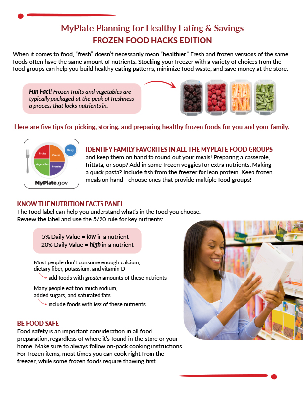 MyPlate Planning for Healthy Eating & Savings: Frozen Food Hacks